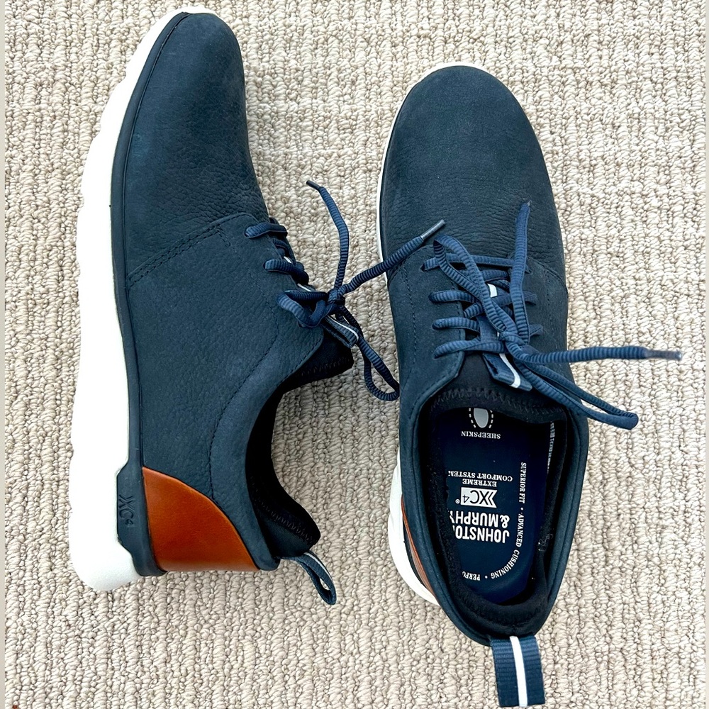 Johnston & Murphy size 8.5 XC4® Prentiss Plain Toe navy comfy shoes for men 👞